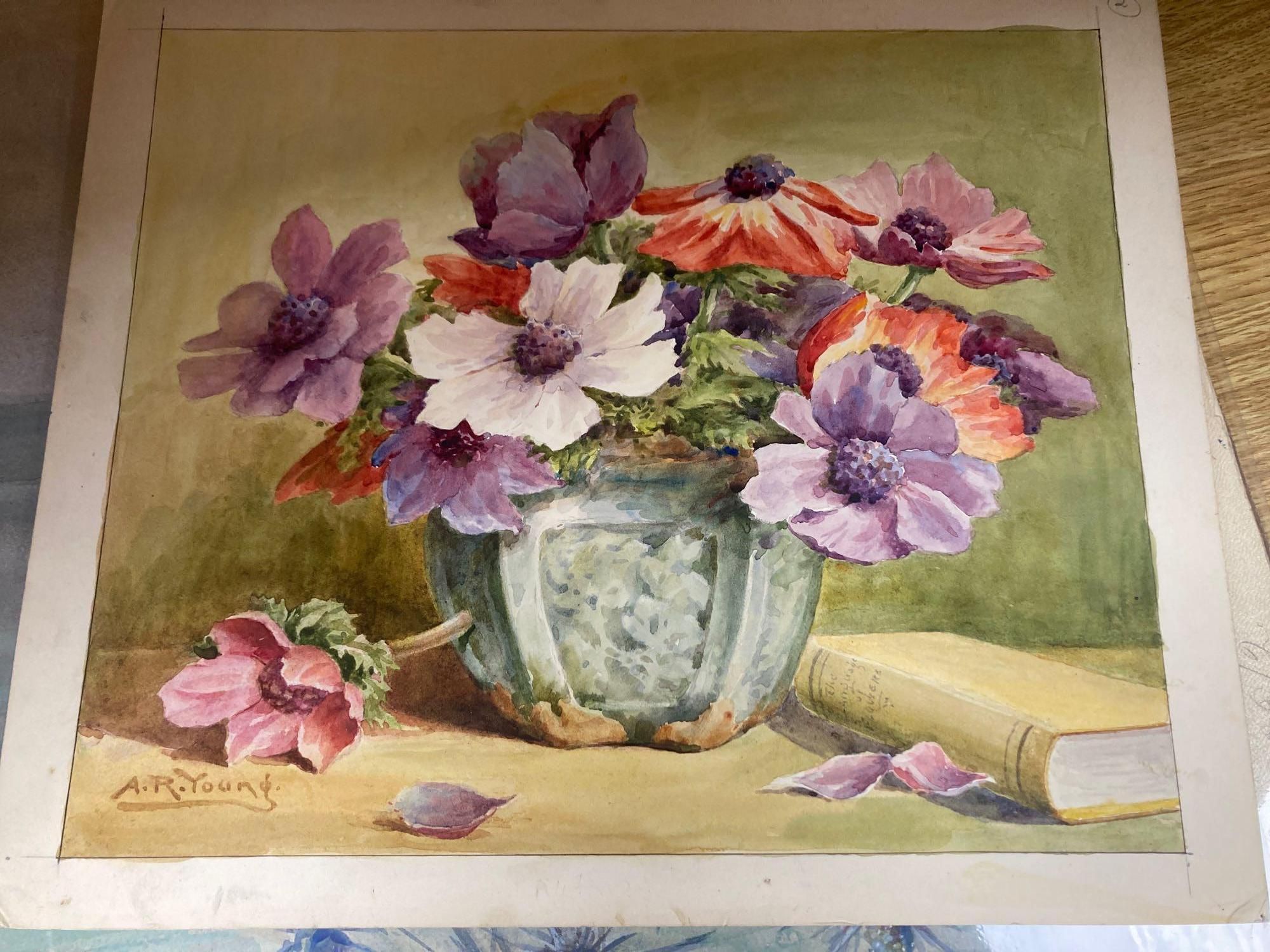 Edith Alice Andrews (1873-1958), a group of six watercolours of flowers, 31.5 x 25.5cm to 45 x 62cm